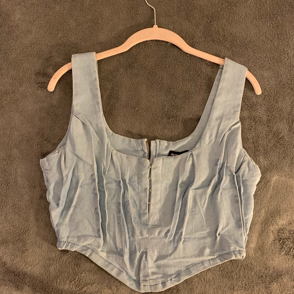 PLT Denim Corset Style Crop Top